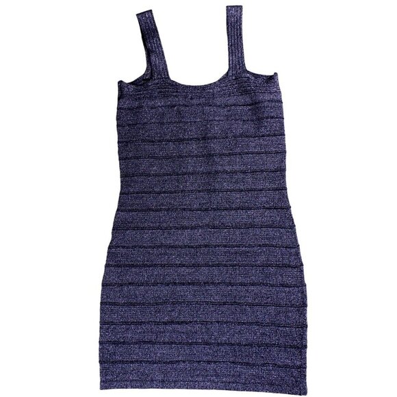 NWT QED London Silver Metallic Stretch Bodycon Bandage Dress w/ Straps M #399 - Picture 4 of 9